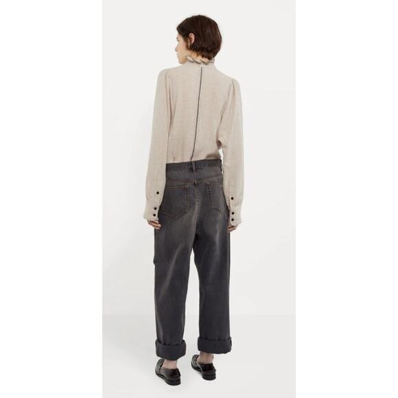 Etoile Isabel Marant Melphine Wool Blend High Neck Ruffle Blouse 38 6 - Picture 2 of 12